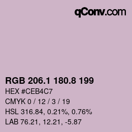 カラーコード: RGB 206.1 180.8 199 | qconv.com