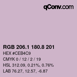 Color code: RGB 206.1 180.8 201 | qconv.com