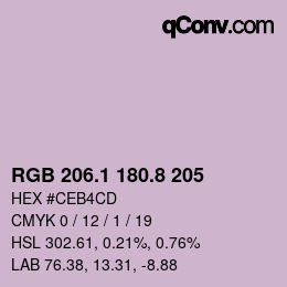 カラーコード: RGB 206.1 180.8 205 | qconv.com