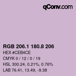 Color code: RGB 206.1 180.8 206 | qconv.com