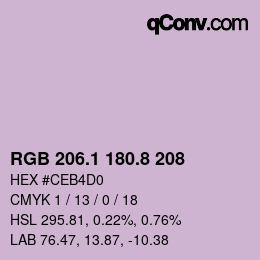カラーコード: RGB 206.1 180.8 208 | qconv.com