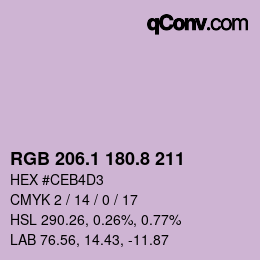 Farbcode: RGB 206.1 180.8 211 | qconv.com