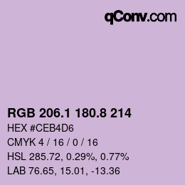Color code: RGB 206.1 180.8 214 | qconv.com
