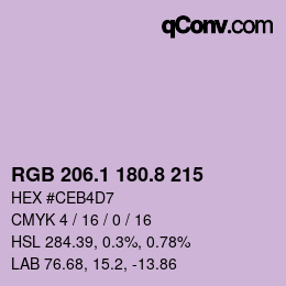 Color code: RGB 206.1 180.8 215 | qconv.com