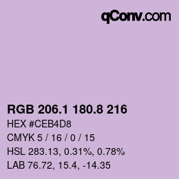 Color code: RGB 206.1 180.8 216 | qconv.com
