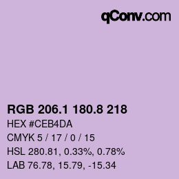 Código de color: RGB 206.1 180.8 218 | qconv.com