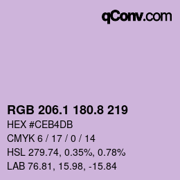 Color code: RGB 206.1 180.8 219 | qconv.com