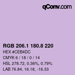 カラーコード: RGB 206.1 180.8 220 | qconv.com