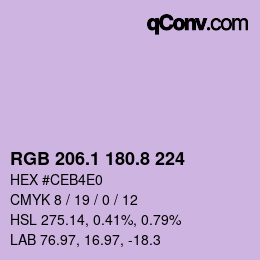 カラーコード: RGB 206.1 180.8 224 | qconv.com