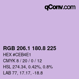カラーコード: RGB 206.1 180.8 225 | qconv.com
