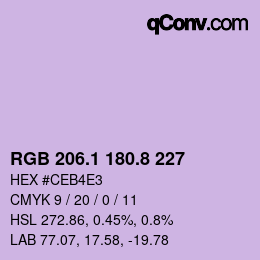 カラーコード: RGB 206.1 180.8 227 | qconv.com