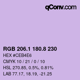 カラーコード: RGB 206.1 180.8 230 | qconv.com