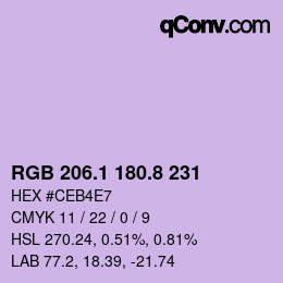 Color code: RGB 206.1 180.8 231 | qconv.com