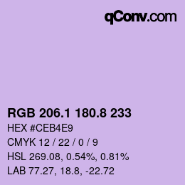 カラーコード: RGB 206.1 180.8 233 | qconv.com