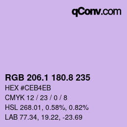 カラーコード: RGB 206.1 180.8 235 | qconv.com