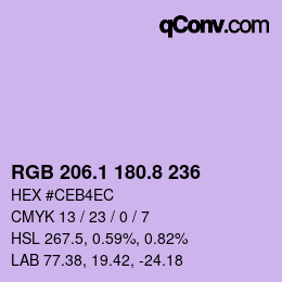 Color code: RGB 206.1 180.8 236 | qconv.com
