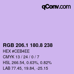 カラーコード: RGB 206.1 180.8 238 | qconv.com
