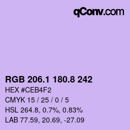 カラーコード: RGB 206.1 180.8 242 | qconv.com