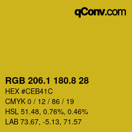 カラーコード: RGB 206.1 180.8 28 | qconv.com
