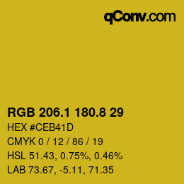 カラーコード: RGB 206.1 180.8 29 | qconv.com