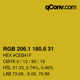 カラーコード: RGB 206.1 180.8 31 | qconv.com