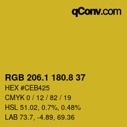 カラーコード: RGB 206.1 180.8 37 | qconv.com