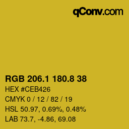 カラーコード: RGB 206.1 180.8 38 | qconv.com
