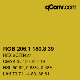 カラーコード: RGB 206.1 180.8 39 | qconv.com