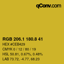 カラーコード: RGB 206.1 180.8 41 | qconv.com