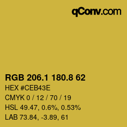 カラーコード: RGB 206.1 180.8 62 | qconv.com