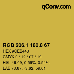 カラーコード: RGB 206.1 180.8 67 | qconv.com