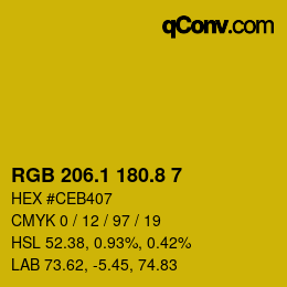 カラーコード: RGB 206.1 180.8 7 | qconv.com