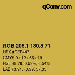 カラーコード: RGB 206.1 180.8 71 | qconv.com
