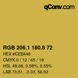 カラーコード: RGB 206.1 180.8 72 | qconv.com