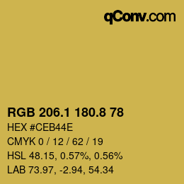 カラーコード: RGB 206.1 180.8 78 | qconv.com