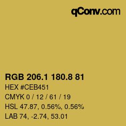 カラーコード: RGB 206.1 180.8 81 | qconv.com
