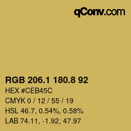 Color code: RGB 206.1 180.8 92 | qconv.com