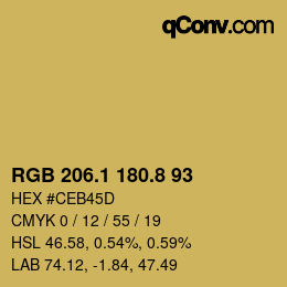 Color code: RGB 206.1 180.8 93 | qconv.com