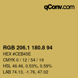 Color code: RGB 206.1 180.8 94 | qconv.com