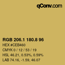 カラーコード: RGB 206.1 180.8 96 | qconv.com
