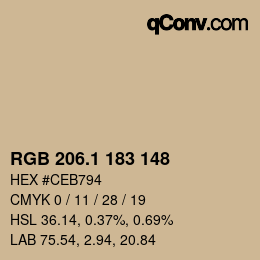 カラーコード: RGB 206.1 183 148 | qconv.com