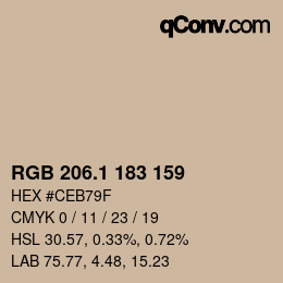 カラーコード: RGB 206.1 183 159 | qconv.com