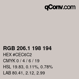 Color code: RGB 206.1 198 194 | qconv.com