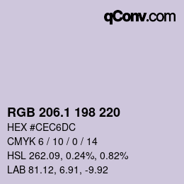 Color code: RGB 206.1 198 220 | qconv.com