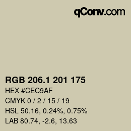 カラーコード: RGB 206.1 201 175 | qconv.com