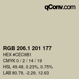 Color code: RGB 206.1 201 177 | qconv.com