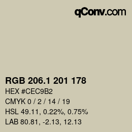 カラーコード: RGB 206.1 201 178 | qconv.com