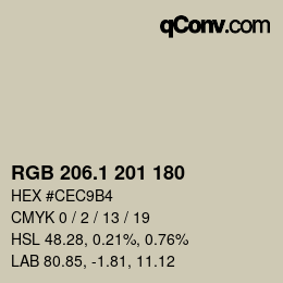 カラーコード: RGB 206.1 201 180 | qconv.com
