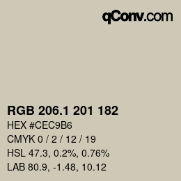 Color code: RGB 206.1 201 182 | qconv.com