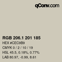 カラーコード: RGB 206.1 201 185 | qconv.com